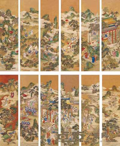 佚名 郭子仪故事（十二屏） 立轴 188×49cm×12